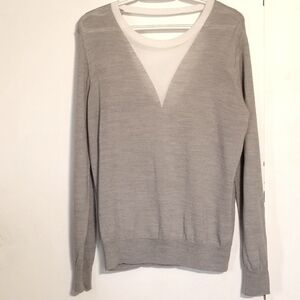 New Gray Merino Wool Low Back Sweater Large